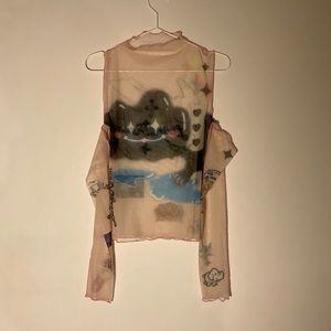 Off shoulder mesh top